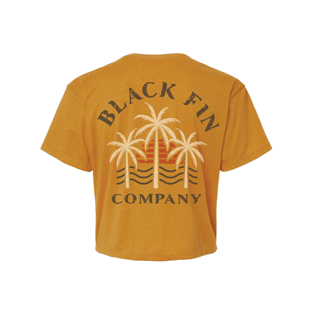 Sunset Palms - Casual Crop - Black Fin