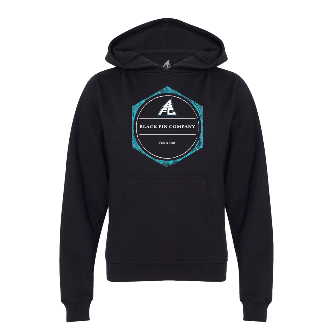 Bali Hex Hooded Pullover Sweater (Youth) - Black Fin