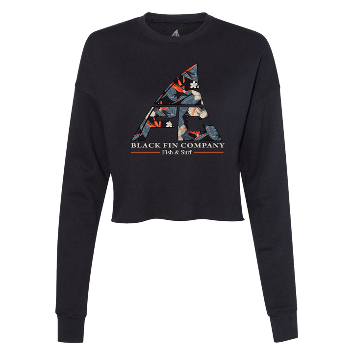 Paradise Crop Crew Fleece - Black Fin