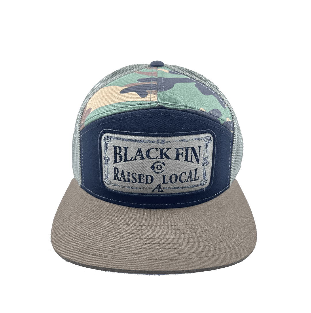 Raised Local - 7 Panel Trucker - Black Fin